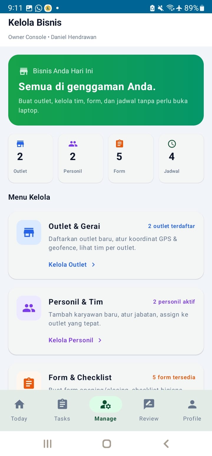 Owner Console Mobile loo.gs